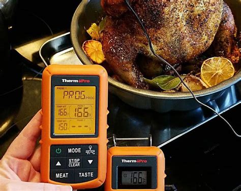 To use a leave-in meat thermometer: Insert the thermometer at least two inches into the center of the largest muscle or thickest portion of the uncooked meat. The meat thermometer should not touch any fat, bone, or the pan. That would result in an inaccurate temperature reading. When the meat reaches the desired final temperature as …